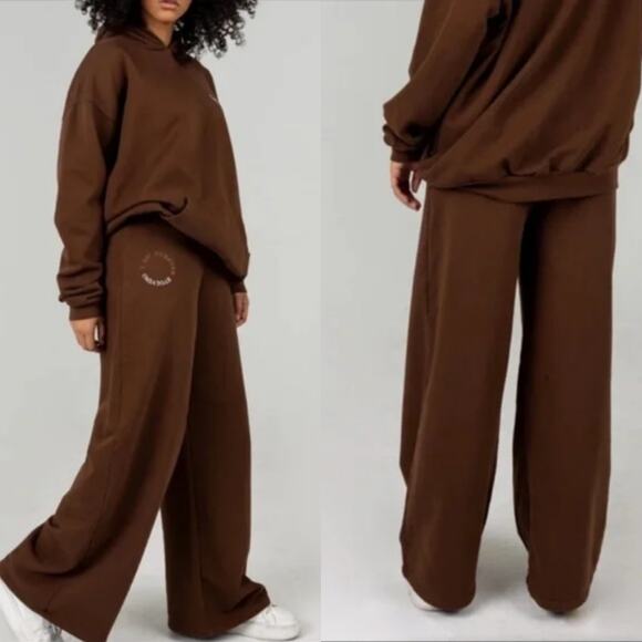 The Mayfair Group I Am Always Evolving Brown Flare Wide Leg Sweatpants XS - Picture 1 of 4